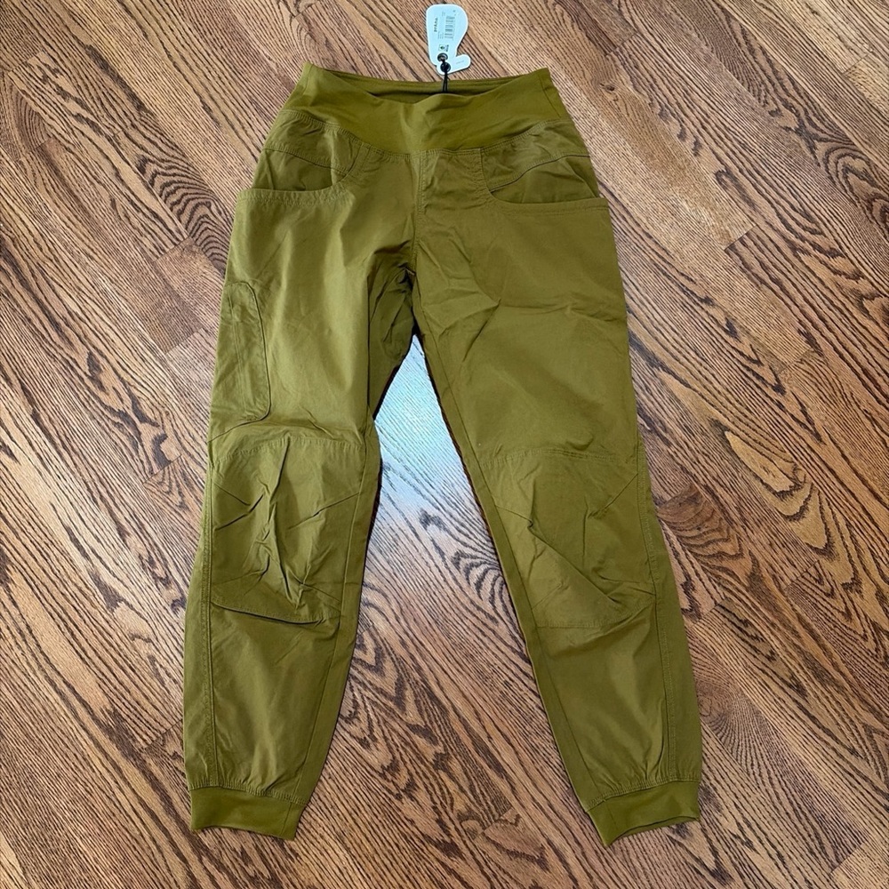 prAna NWT Kanab Pants Womens Small Retro Olive Pull On Hiking Climbing Jogger